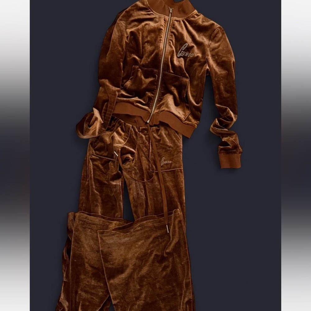 GSUWOO Vintage Velour Set Brown - Picture 3 of 5